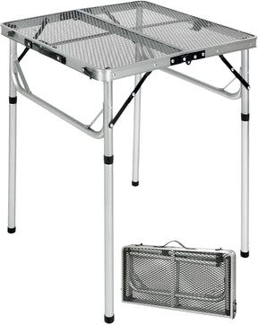 REDCAMP 24" Square Folding Grill Table for Outside, Lightweight Portable Metal Aluminum Outdoor Grill Table with Adjustable