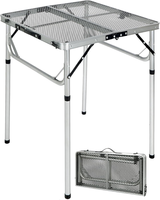REDCAMP 24" Square Folding Grill Table for Outside, Lightweight Portable Metal Aluminum Outdoor Grill Table with Adjustable