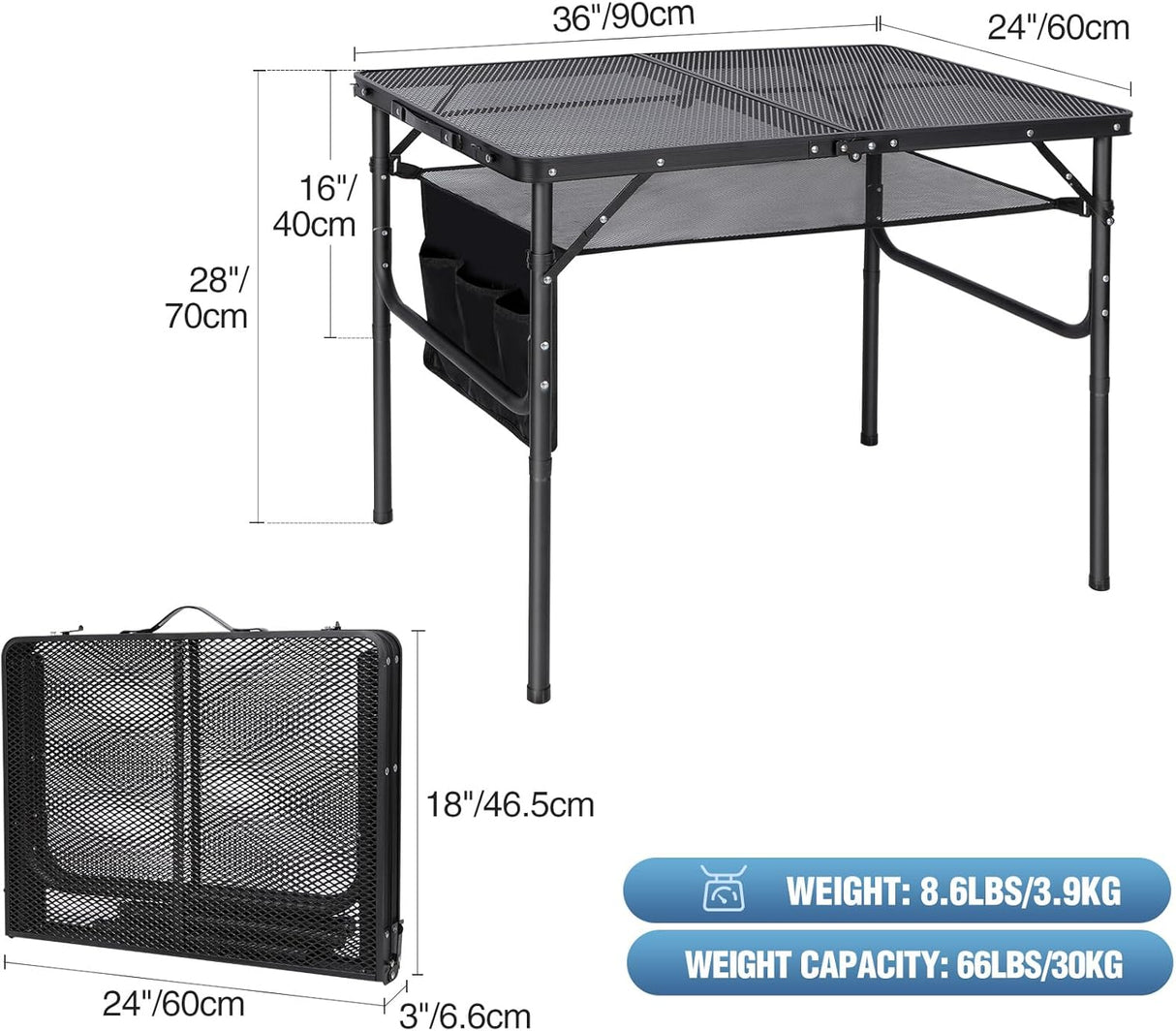 RedSwing Folding Grill Table,Aluminum Portable Grill Stand Table for Outdoor Camping Picnic BBQ Lightweight, Adjustable