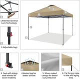 CROWN SHADES 10x10 Pop Up Canopy Tent - Patented Center Lock One Push Instant Outdoor Canopy Beach Tent with STO-N-Go Bag 8