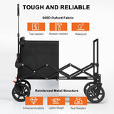 Navatiee 140L Wagon Cart Foldable, Large Capacity Collapsible Wagon with Smallest Folding Design, Utility Grocery Cart for