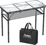 Folding Camping Table, Aluminum Small Folding Table 3 Adjustable Height Max 27.5", Portable Table with Carry Handle,
