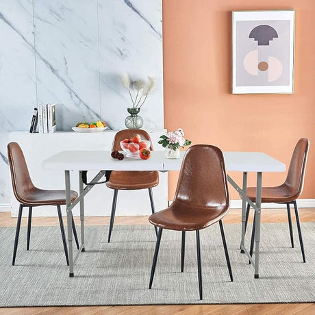 4FT Folding Table, Height Adjustable Table, Heavy Duty Plastic Tables Portable Fold-in-Half Utility Table w/Handle & Lock