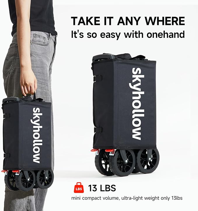 Collapsible Wagon Cart with Wheels Foldable,Folding Beach Wagons Carts Foldable for Grocery Shopping Camping Garden Fishing
