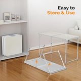 VINGLI 4FT White Folding Table with Carrying Handle Height Adjustable Lightweight Fold Up Portable for Indoor Outdoor