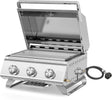 3-Burner 24,000 BTU Portable Flat Top Propane Gas Grill, Heavy-Duty Stainless Steel 2-in-1 Tabletop Grill and Griddle Combo
