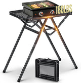 2ft Sturdy Folding Grill Table, Supports 180 Lbs, 2 Adjustable Height 28” Portable Grill Table, Heat-Resistant Tabletop,