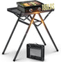 2ft Sturdy Folding Grill Table, Supports 180 Lbs, 2 Adjustable Height 28” Portable Grill Table, Heat-Resistant Tabletop,