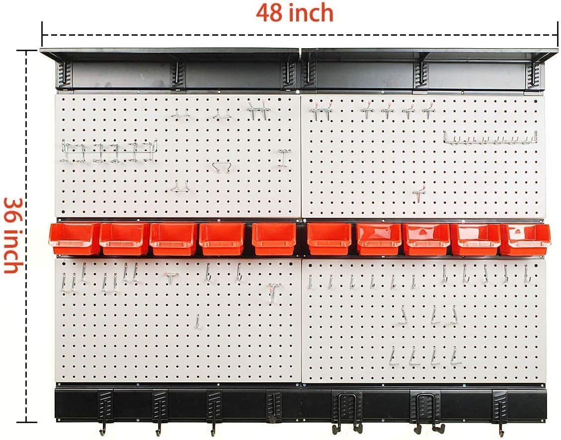 Ultrawall Pegboard Wall Organizer, 48X 36 inch Garage Storage Pegboard with Hooks Storage Bins Tool Board Panel Tool