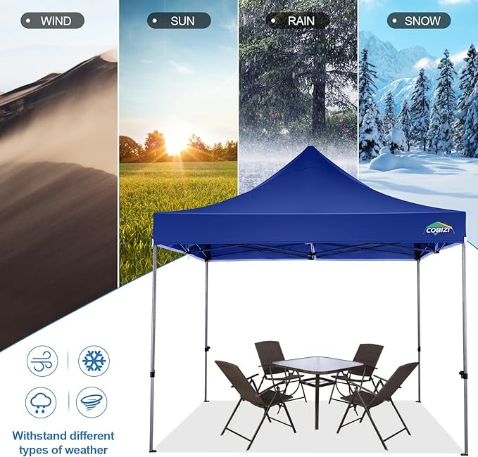 COBIZI 10x10 Pop Up Canopy Tent 10x10 Easy up Canopy, Heavy Duty Outdoor Canopy UPF 50+ All Weather Waterproof Instant Party