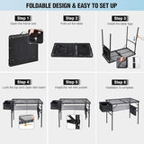 RedSwing Portable Grill Table with Sink for Outside, Aluminum Frame Folding Grill Stand Table for Outdoor Camping Picnic