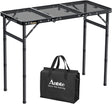 Folding Grill Table, Aluminum Camping Table Adjustable Height Max 27.5" Picnic Table Outdoor Table, Lightweight, Portable