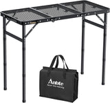 Folding Grill Table, Aluminum Camping Table Adjustable Height Max 27.5" Picnic Table Outdoor Table, Lightweight, Portable