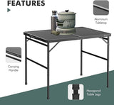VILLEY Grill Table, 3ft Folding Camping Table with Aluminum Adjustable Legs, Portable Lightweight Camp Table for Beach