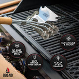 BBQ-AID Grill Brush for Outdoor Grill Bristle Free - 18" BBQ Brush for Grill Cleaning Kit - Safe BBQ Grill Cleaner Brush and