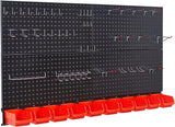 Ultrawall Pegboard Wall Organizer, Black Metal Pegboard Panels, Garage Storage System with Hooks and Storage Bins, 59pcs