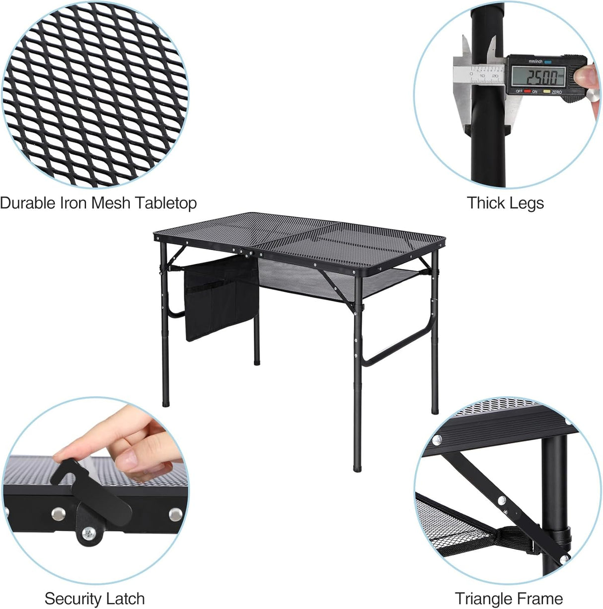 RedSwing Folding Grill Table,Aluminum Portable Grill Stand Table for Outdoor Camping Picnic BBQ Lightweight, Adjustable
