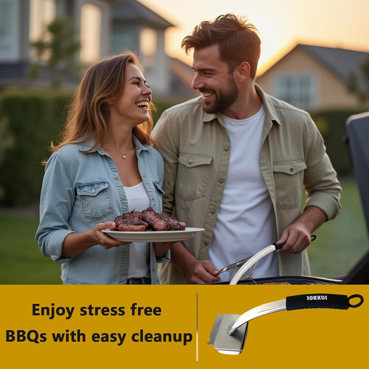 Grill Brush Bristle Free,Long Handle Steam Grill Brush for Outdoor Grill,BBQ Safe Grill Cleaner Brush,Includes 2 Replaceable