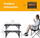 Grill Table Small Folding Table 2FT Foldable Camping Table Picnic Portable Mesh 2 Height Adjustable Outdoor Beach BBQ Black