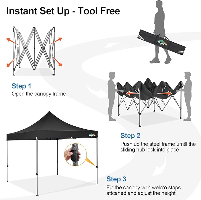 COBIZI 10x10 Pop Up Canopy Tent 10x10 Easy up Canopy, Heavy Duty Outdoor Canopy UPF 50+ All Weather Waterproof Instant Party