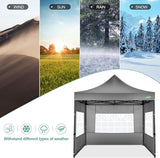 COBIZI 10x10 Pop Up Canopy Tent with 4 sidewalls Commercial Heavy Duty Canopy UPF 50+ All Weather Waterproof Outdoor Canopy
