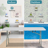 6FT Folding Table, Heavy Duty Plastic Table Portable Fold-in-Half Utility Table Indoor Outdoor Picnic Table w/Handle & Lock