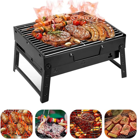 Charcoal Grill, Portable Folding Barbecue Grill BBQ Grill Desk Tabletop Outdoor Stainless Steel Camping Grill for Picnic