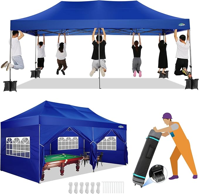 COBIZI 10x20 Canopy with Sidewalls, Heavy Duty Party Tent Pop up carpas para Fiestas, Tents for Parties, Wedding, Outdoor Ez