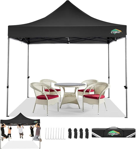 COBIZI 10x10 Pop Up Canopy Tent 10x10 Easy up Canopy, Heavy Duty Outdoor Canopy UPF 50+ All Weather Waterproof Instant Party