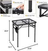 REDCAMP Small Folding Grill Table for Outside, 3 Heights Adjustable Lightweight Portable Metal Aluminum Outdoor Grill Table