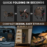 LEVELEVE Heavy Duty Folding Wagon - 2-in-1 Collapsible Cart, 400lb Capacity, All-Terrain Wheels w/Brakes & Side Pockets