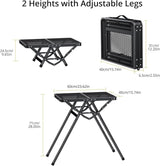 2ft Sturdy Folding Grill Table, Supports 180 Lbs, 2 Adjustable Height 28” Portable Grill Table, Heat-Resistant Tabletop,