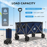 Collapsible Wagon Cart Foldable with 300lbs Load-Bearing, Heavy Duty Folding Wagons Carts with All Terrain Wheels, Utility