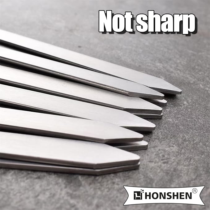 22-Inch Long Flat BBQ Skewers, HONSHEN 3/8 Inch Heavy Duty Stainless Steel Wide Blade with hardwood Handle barbecue skewers