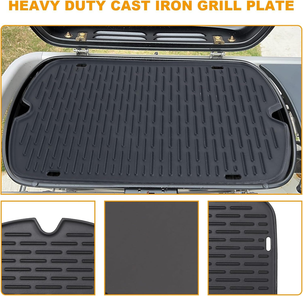 Cast Iron Grill Griddle for Weber 9010001 9011701 9013001 9020001 9030001 Traveler Portable Grill Accessories, Reversible