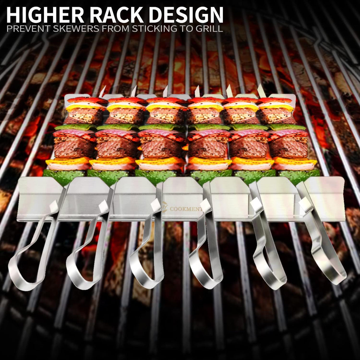 Kabob Skewers Stainless Steel Long BBQ Barbecue Skewers, Flat Metal Kebob Sticks Wide Reusable Grilling Skewers for Meat