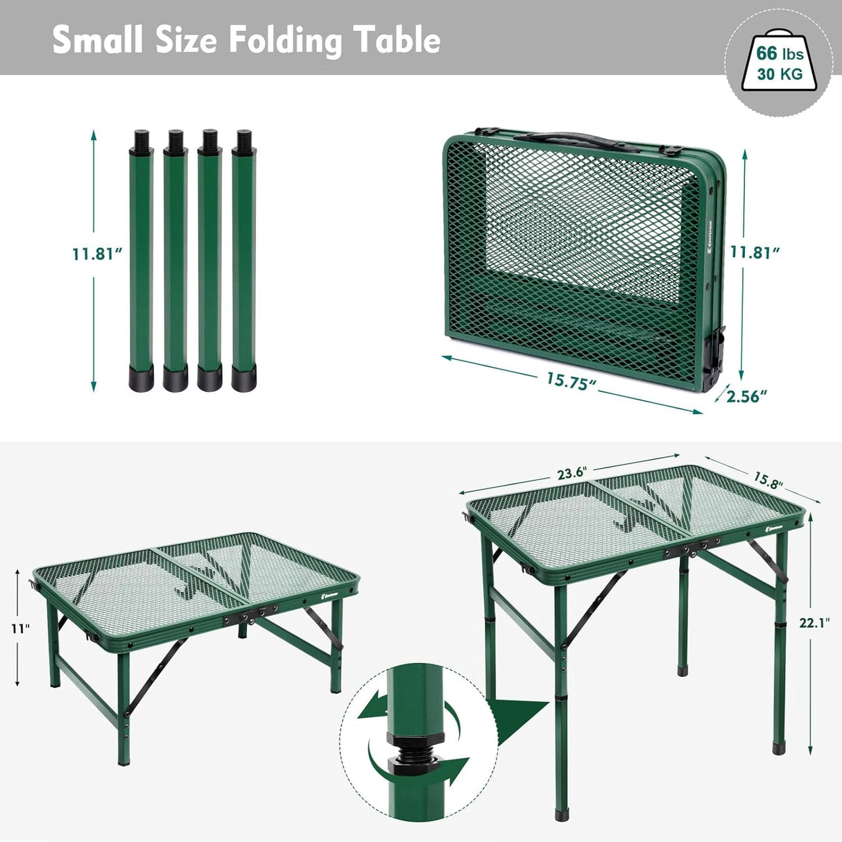 Small Folding Table, Easy for Storage, Compact and Portable Picnic Table for Grill, Outdoor Camping, Garden, Patio, Dining,