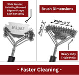 Valore BBQ Brush Bristle Free - 2 in 1 Grill Scraper & Barbecue Brush - Stainless Steel BBQ Grill Brush & BBQ Scraper Combo