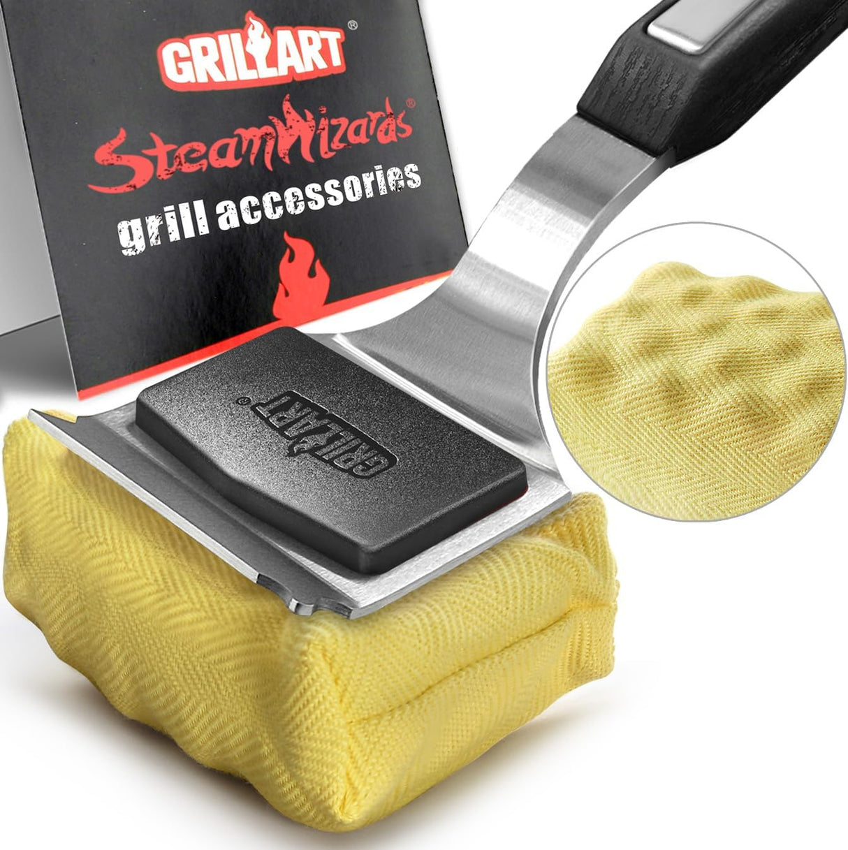 GRILLART Grill Brush Bristle Free. Upgraded BBQ Replaceable Cleaning Head, Seamless-Fitting Scraper Tools for Cast