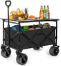 Collapsible Wagon with Table, Large Capacity Foldable Wagons Carts, Beach Wagon with Big Wheels, Heavy Duty Beach Car