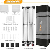 HOTEEL 10x20 Pop up Canopy with Sidewalls, One Push Outdoor Tents for Parties Waterproof Canopy Tent with Reinforce Rod,