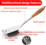 Grill Brush Bristle Free,Unique Steel Fibers Pad [Safe & Efficient] Perfect for Cast Iron/Stainless-Steel Grates - with 1