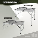 REDCAMP 36x24 Folding Grill Table for Outside, Lightweight Portable Metal Aluminum Outdoor Grill Table with Adjustable