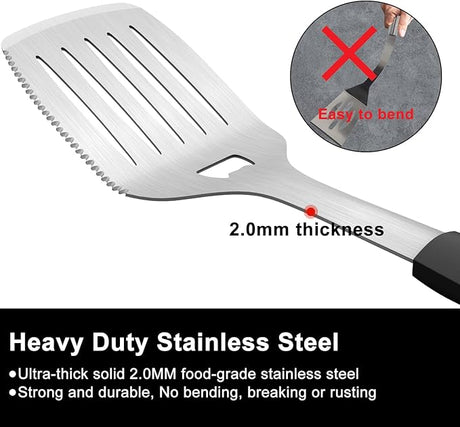Grill Tools BBQ Accessories Set of 2, 15.8'' Heavy Duty Stainless Steel Grill Utensils with Grill Spatula and Fork, Full