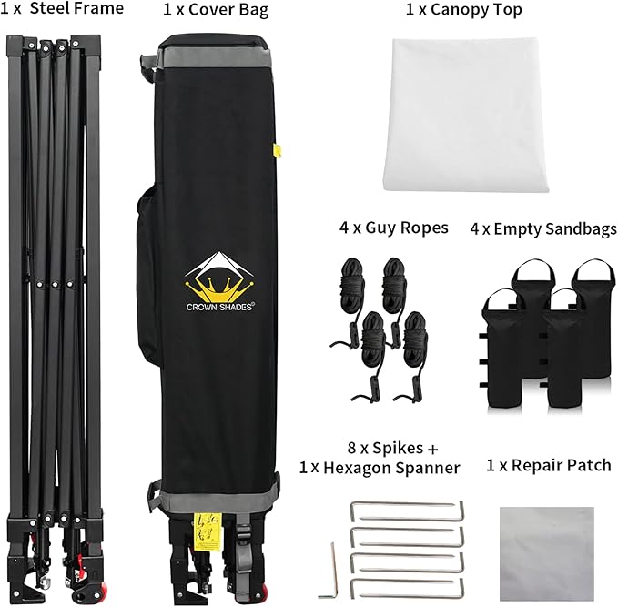 CROWN SHADES 10x10 Pop Up Canopy - Patented Center Lock One Push Instant Outdoor Canopy Beach Tent with STO-N-Go Bag 8