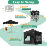 COBIZI 10x10 Pop Up Canopy Tent Heavy Duty with 4 Sidewall, Commercial Outdoor Easy Pop Up Gazebo for Party Wedding All