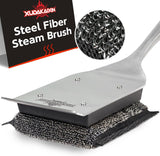 Grill Brush Bristle Free,Unique Steel Fibers Pad [Safe & Efficient] Perfect for Cast Iron/Stainless-Steel Grates - with 1