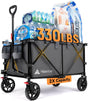 Hikenture Collapsible Wagon - 330LBS Capacity, Extra Large Foldable Wagon with All-Terrain Wheels, Utility Beach Cart for