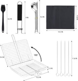 Pleafind Grill Basket Set - 8 PCS, Portable BBQ Grilling Basket with Removable Handle, Stainless Steel Grill Baskets for