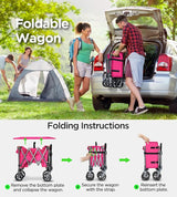 Beach Wagon,Collapsible-Wagon 220lbs with Big Wheels FoldableWagon Carts,Portable Utility for Garden Grocery Sports Camping